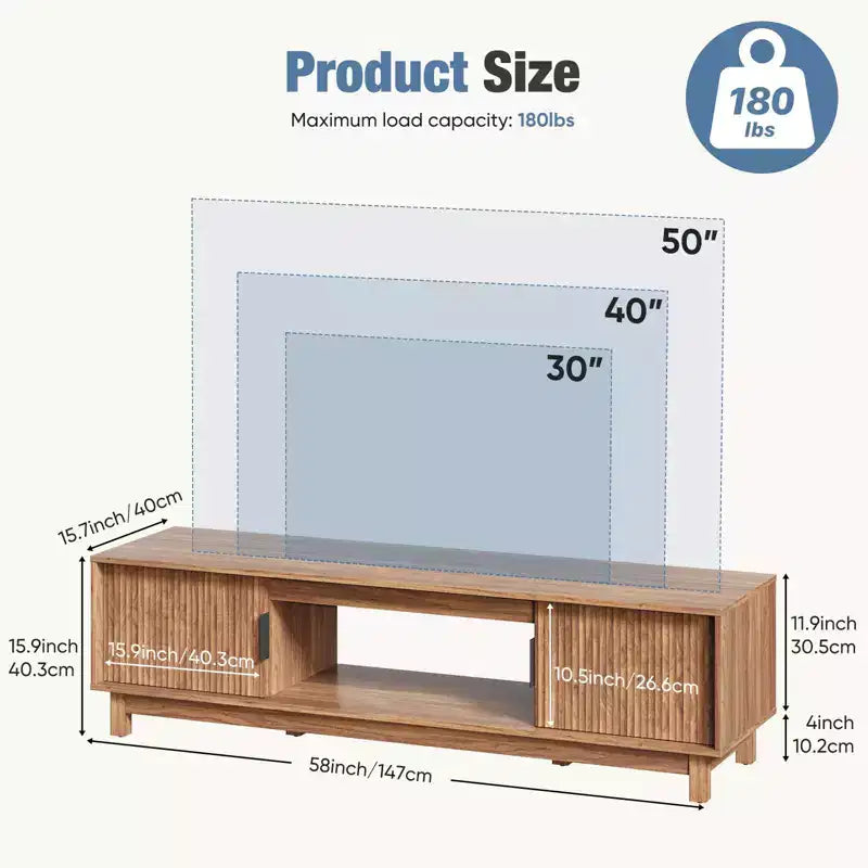 Mid-Century Modern TV-Schrank mit Stauraum & Kabelführung für Fernseher bis 75"