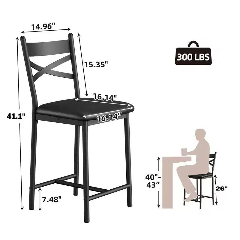 2er-Set Barhocker in Thekenhöhe, Sitze mit PU-Lederbezug und X-förmigem Metallgestell, stilvolle Stühle für Kücheninsel und Esszimmer