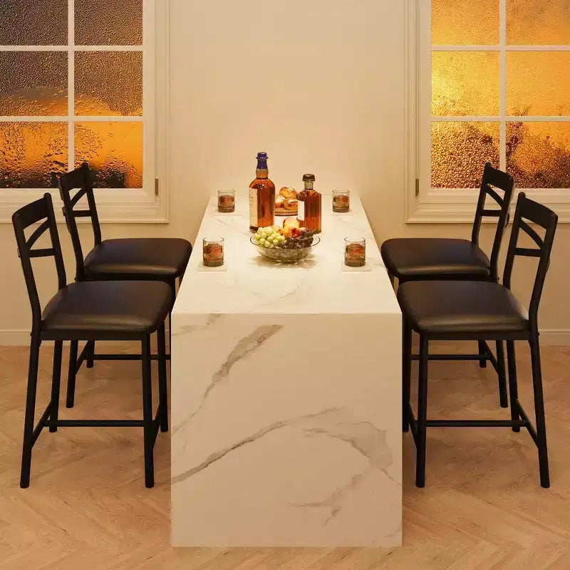 2er-Set Barhocker in Thekenhöhe, Sitze mit PU-Lederbezug und X-förmigem Metallgestell, stilvolle Stühle für Kücheninsel und Esszimmer