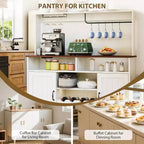 Bauernhaus-Kaffeebar-Schrank 47, MDF mit Steckdosen, Weinregal, Schwarz
