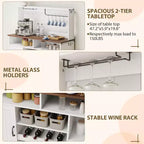 Bauernhaus-Kaffeebar-Schrank 47, MDF mit Steckdosen, Weinregal, Schwarz