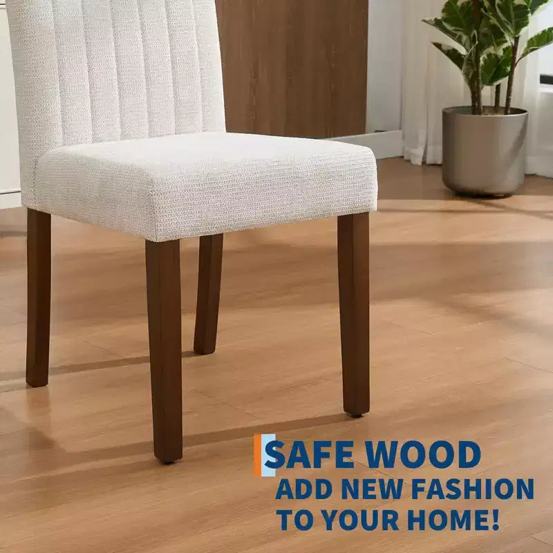 Polster Esszimmerstühle 4er Set, Button-Tufted Parsons Stühle mit Holzbeinen, Stoff Seitenstühle für Esszimmer Küche Bauernhaus Hotel, Beige