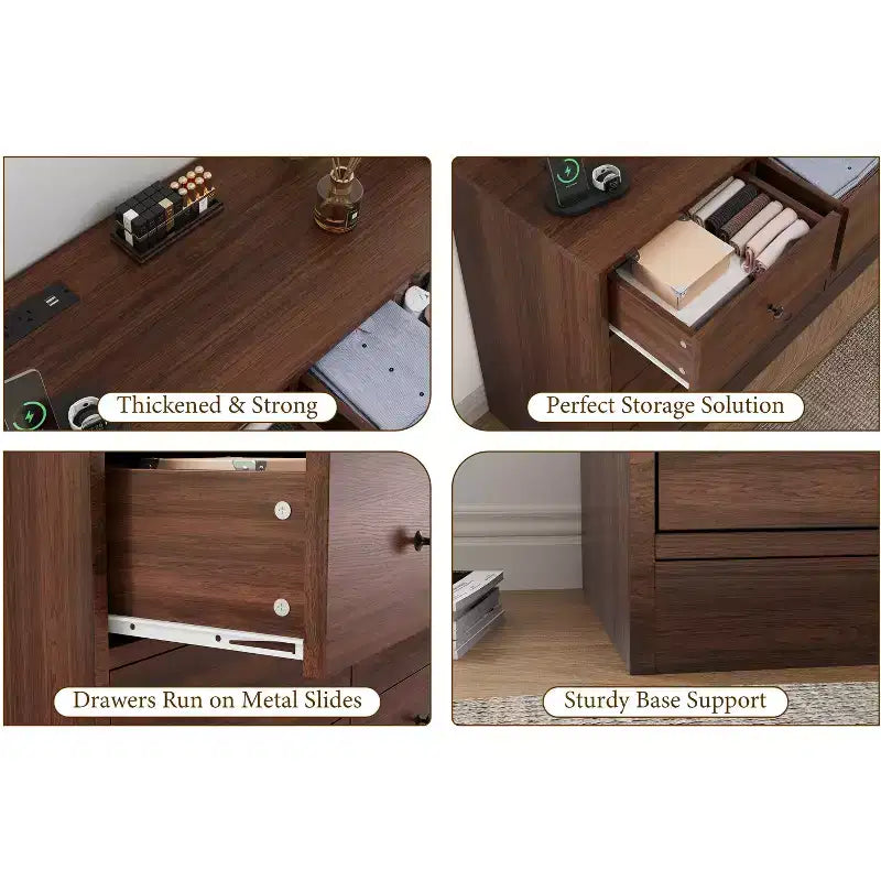 12-Schubladen-Kommode für Schlafzimmer, großer TV-Schrank, Holzkommode, für Wohnzimmer, Flur