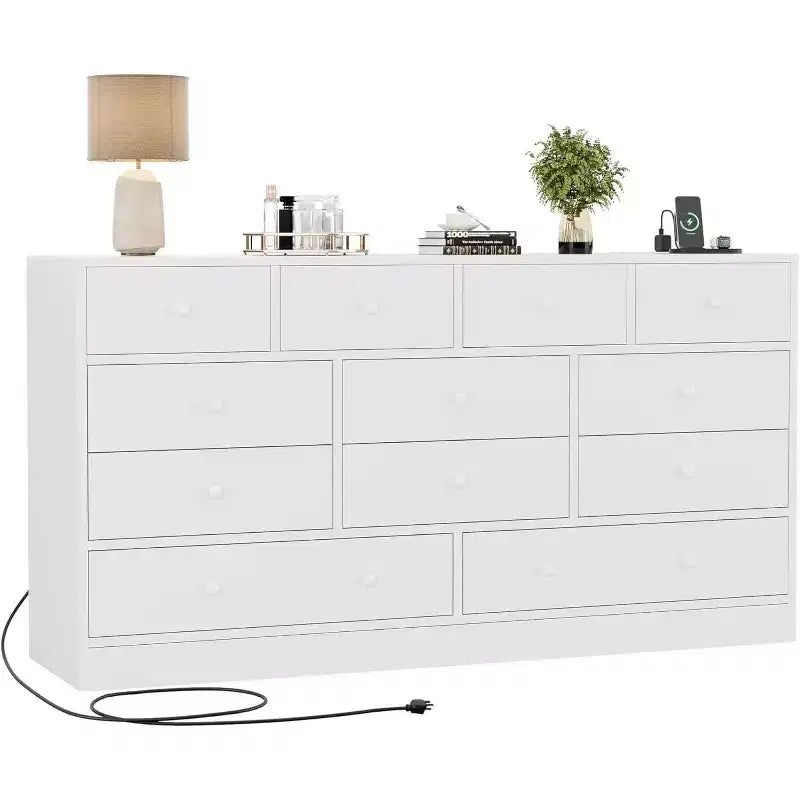 12-Schubladen-Kommode für Schlafzimmer, großer TV-Schrank, Holzkommode, für Wohnzimmer, Flur