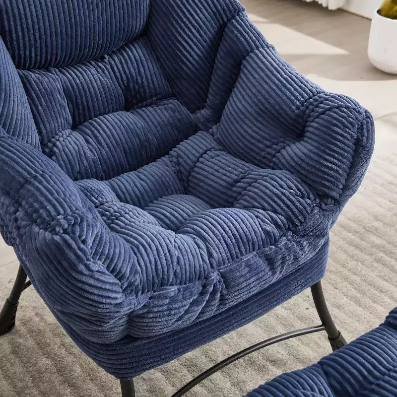 Ergonomischer Lazy Lounge Sessel mit Ottoman für Wohnzimmer & kleine Räume - Stahlrahmen & Seitentasche Lazy Sofa