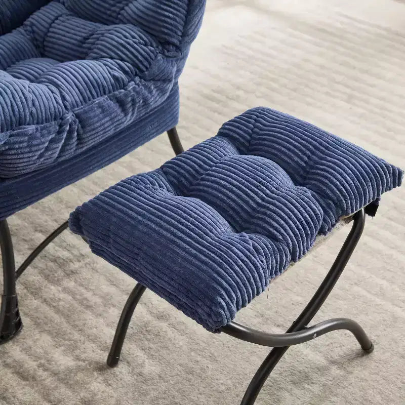 Ergonomischer Lazy Lounge Sessel mit Ottoman für Wohnzimmer & kleine Räume - Stahlrahmen & Seitentasche Lazy Sofa