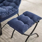 Ergonomischer Lazy Lounge Sessel mit Ottoman für Wohnzimmer & kleine Räume - Stahlrahmen & Seitentasche Lazy Sofa