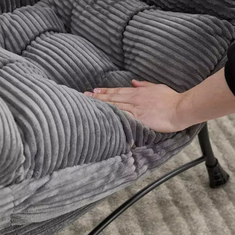Ergonomischer Lazy Lounge Sessel mit Ottoman für Wohnzimmer & kleine Räume - Stahlrahmen & Seitentasche Lazy Sofa