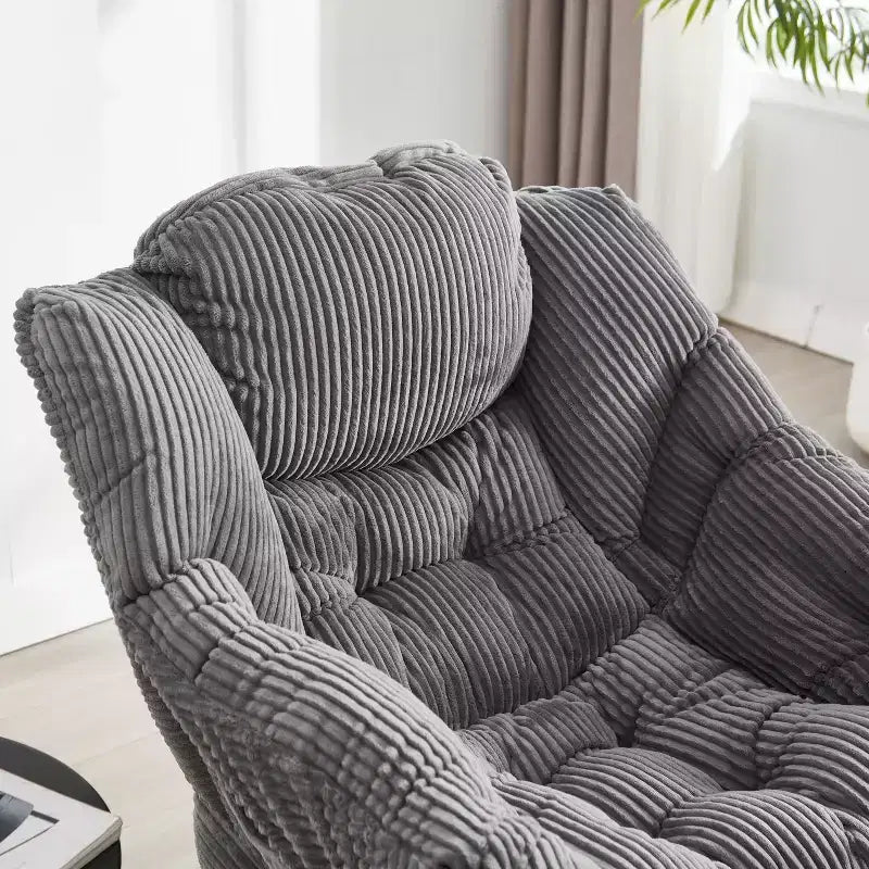 Ergonomischer Lazy Lounge Sessel mit Ottoman für Wohnzimmer & kleine Räume - Stahlrahmen & Seitentasche Lazy Sofa