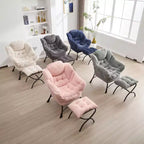 Ergonomischer Lazy Lounge Sessel mit Ottoman für Wohnzimmer & kleine Räume - Stahlrahmen & Seitentasche Lazy Sofa