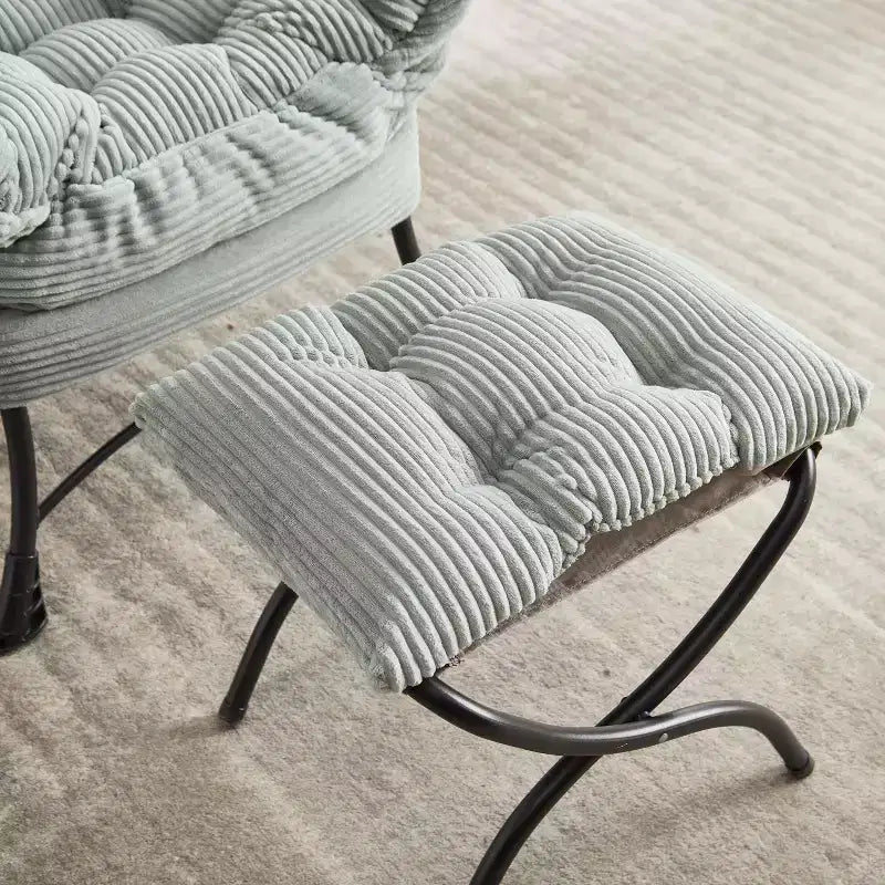 Ergonomischer Lazy Lounge Sessel mit Ottoman für Wohnzimmer & kleine Räume - Stahlrahmen & Seitentasche Lazy Sofa