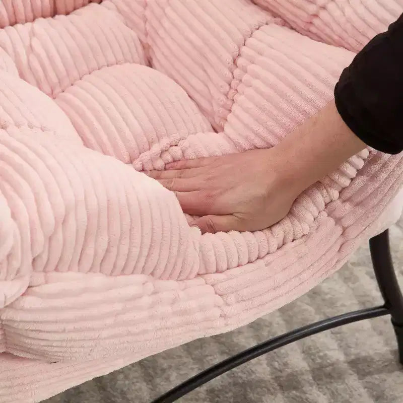 Ergonomischer Lazy Lounge Sessel mit Ottoman für Wohnzimmer & kleine Räume - Stahlrahmen & Seitentasche Lazy Sofa