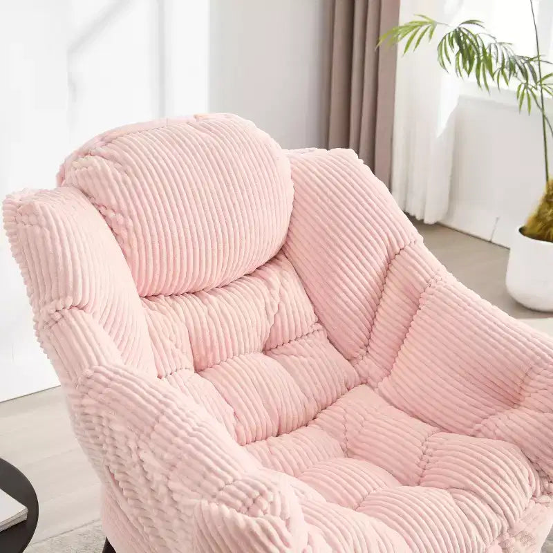Ergonomischer Lazy Lounge Sessel mit Ottoman für Wohnzimmer & kleine Räume - Stahlrahmen & Seitentasche Lazy Sofa