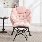 Ergonomischer Lazy Lounge Sessel mit Ottoman für Wohnzimmer & kleine Räume - Stahlrahmen & Seitentasche Lazy Sofa