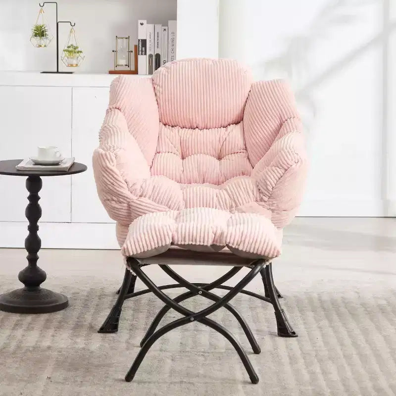 Ergonomischer Lazy Lounge Sessel mit Ottoman für Wohnzimmer & kleine Räume - Stahlrahmen & Seitentasche Lazy Sofa