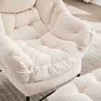 Ergonomischer Lazy Lounge Sessel mit Ottoman für Wohnzimmer & kleine Räume - Stahlrahmen & Seitentasche Lazy Sofa