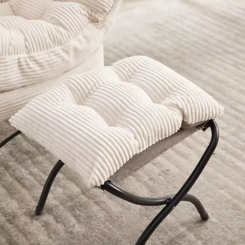 Ergonomischer Lazy Lounge Sessel mit Ottoman für Wohnzimmer & kleine Räume - Stahlrahmen & Seitentasche Lazy Sofa