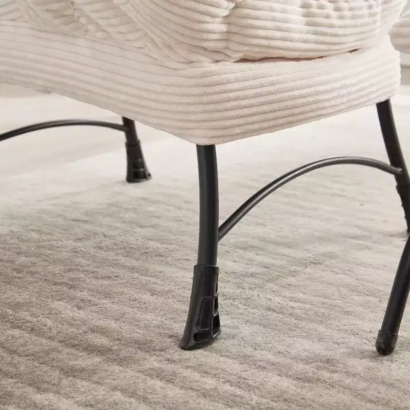 Ergonomischer Lazy Lounge Sessel mit Ottoman für Wohnzimmer & kleine Räume - Stahlrahmen & Seitentasche Lazy Sofa