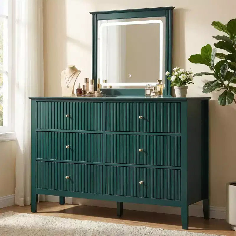 Moderne geriffelte Kommode mit 6 Schubladen