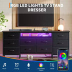 Holzkommode mit 5 Schubladen, 10 Stoffschubladen, robuste Möbel, TV-Ständer, für Wohnzimmer, Schlafzimmer