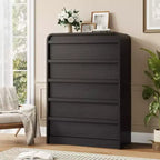 Moderner geschwungener Kommodenschrank mit 5 Schubladen, geschwungenes Kantendesign, freistehendes Sideboard, für Esszimmer, Schlafzimmer, Wohnzimmer