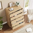 Moderner geschwungener Kommodenschrank mit 5 Schubladen, geschwungenes Kantendesign, freistehendes Sideboard, für Esszimmer, Schlafzimmer, Wohnzimmer