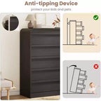 Moderner geschwungener Kommodenschrank mit 5 Schubladen, geschwungenes Kantendesign, freistehendes Sideboard, für Esszimmer, Schlafzimmer, Wohnzimmer