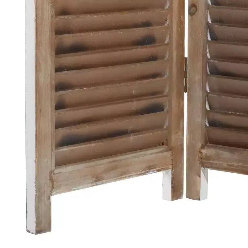 Paravent Landhausstil Holz, Creme, freistehende Trennwand für Zuhause
