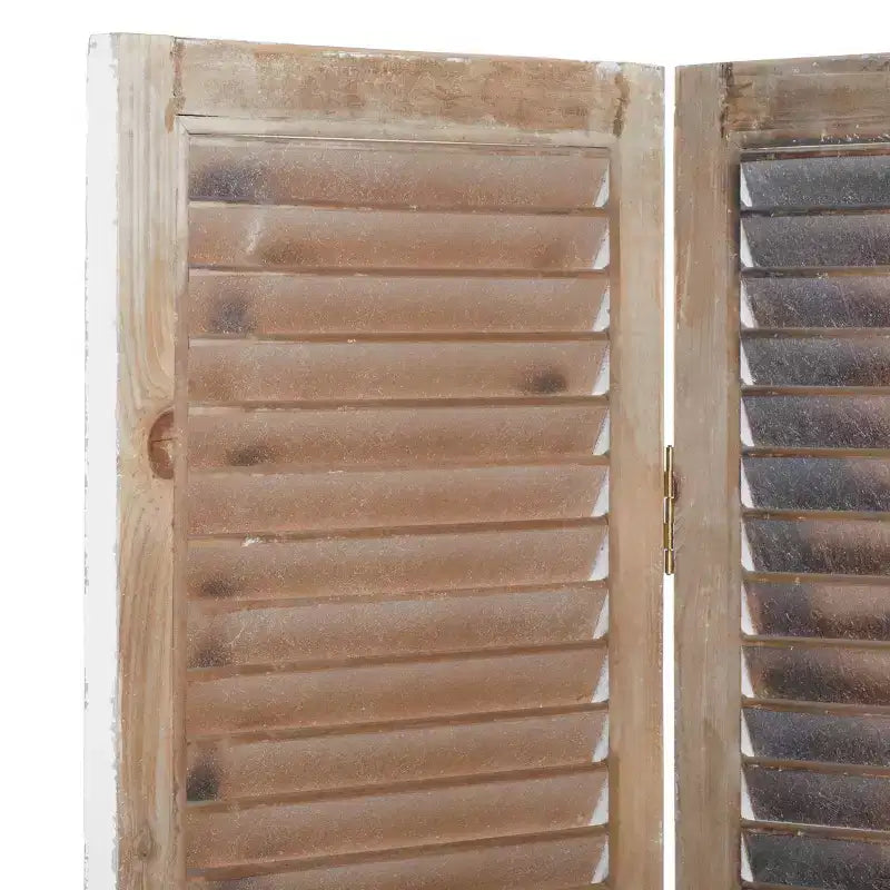 Paravent Landhausstil Holz, Creme, freistehende Trennwand für Zuhause