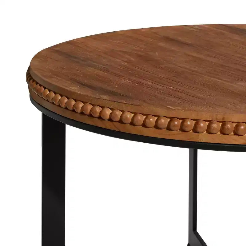 Couchtisch aus Holz & Metall, braun, stabile Eisenbeine, keine Montage erforderlich
