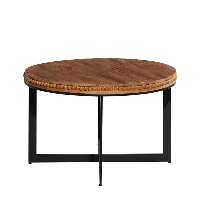 Couchtisch aus Holz & Metall, braun, stabile Eisenbeine, keine Montage erforderlich