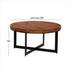 Couchtisch aus Holz & Metall, braun, stabile Eisenbeine, keine Montage erforderlich