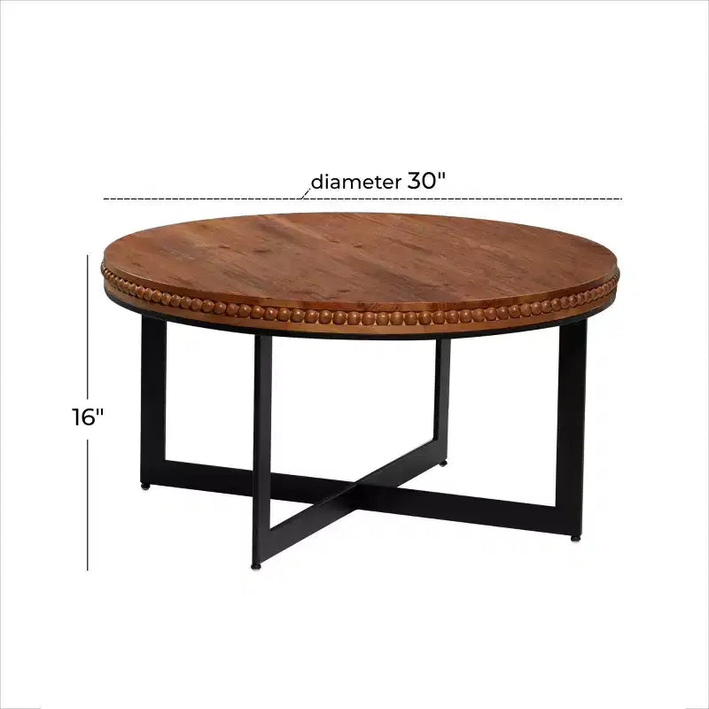 Couchtisch aus Holz & Metall, braun, stabile Eisenbeine, keine Montage erforderlich