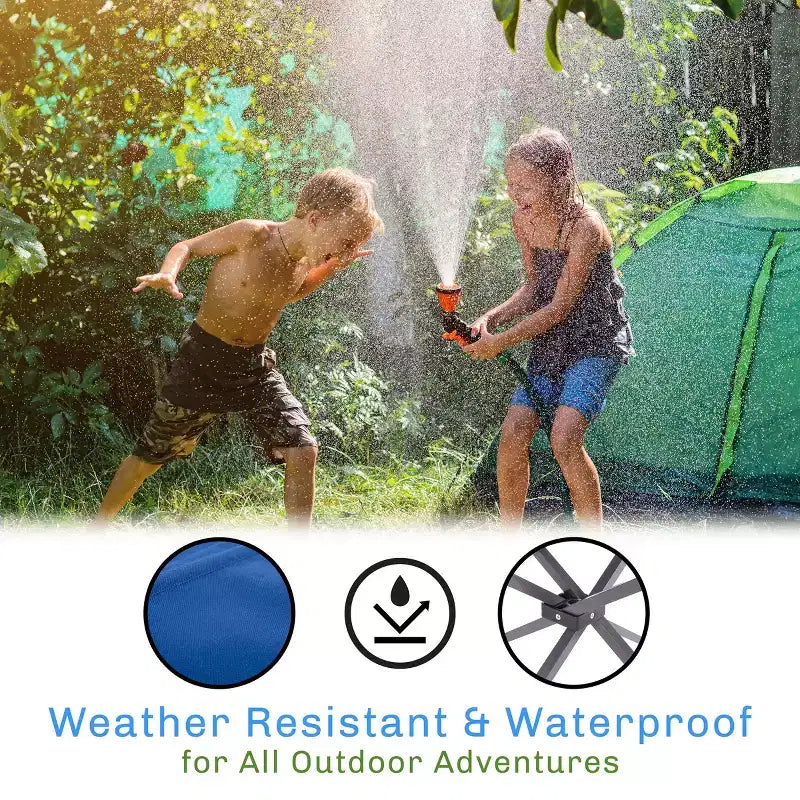 Faltbarer Outdoor-Campingtisch mit 2 Getränkehaltern und Tragetasche, blau, leicht tragbar