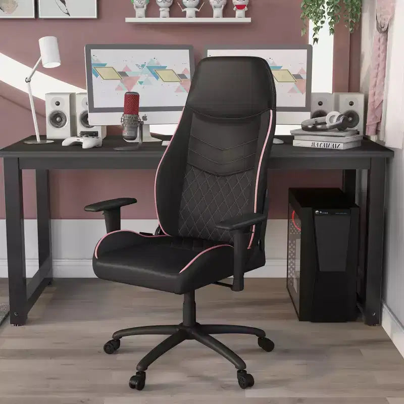 Gaming-Stuhl aus Kunstleder mit Rautensteppung, ergonomischer Rennsitz-Stil, verstellbare Rückenlehne