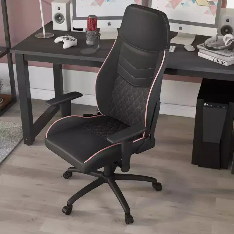 Gaming-Stuhl aus Kunstleder mit Rautensteppung, ergonomischer Rennsitz-Stil, verstellbare Rückenlehne
