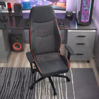 Gaming-Stuhl aus Kunstleder mit Rautensteppung, ergonomischer Rennsitz-Stil, verstellbare Rückenlehne