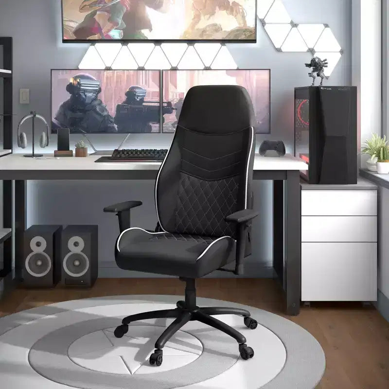 Gaming-Stuhl aus Kunstleder mit Rautensteppung, ergonomischer Rennsitz-Stil, verstellbare Rückenlehne