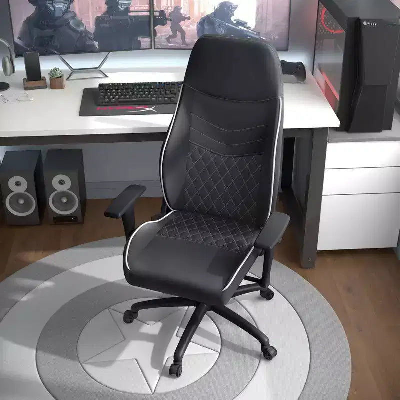 Gaming-Stuhl aus Kunstleder mit Rautensteppung, ergonomischer Rennsitz-Stil, verstellbare Rückenlehne