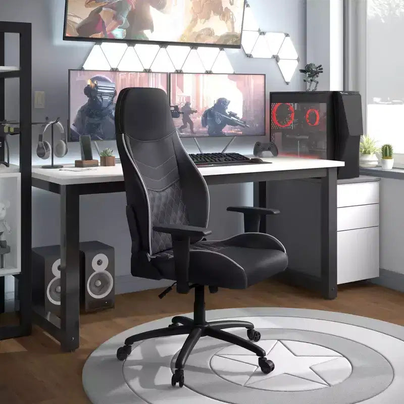 Gaming-Stuhl aus Kunstleder mit Rautensteppung, ergonomischer Rennsitz-Stil, verstellbare Rückenlehne