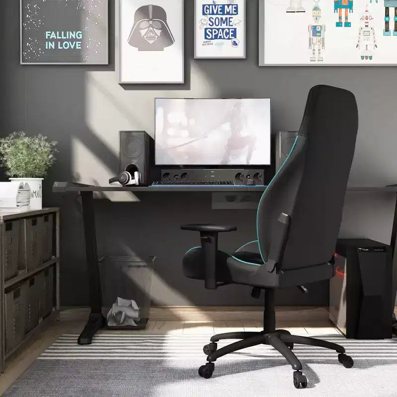 Gaming-Stuhl aus Kunstleder mit Rautensteppung, ergonomischer Rennsitz-Stil, verstellbare Rückenlehne
