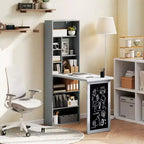 Wandklappschrank mit Kreidetafel, 6 Fächern und verstellbaren Regalböden