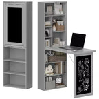 Wandklappschrank mit Kreidetafel, 6 Fächern und verstellbaren Regalböden