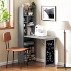 Wandklappschrank mit Kreidetafel, 6 Fächern und verstellbaren Regalböden