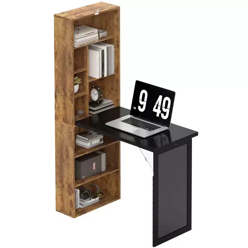 Wandklappschrank mit Kreidetafel, 6 Fächern und verstellbaren Regalböden