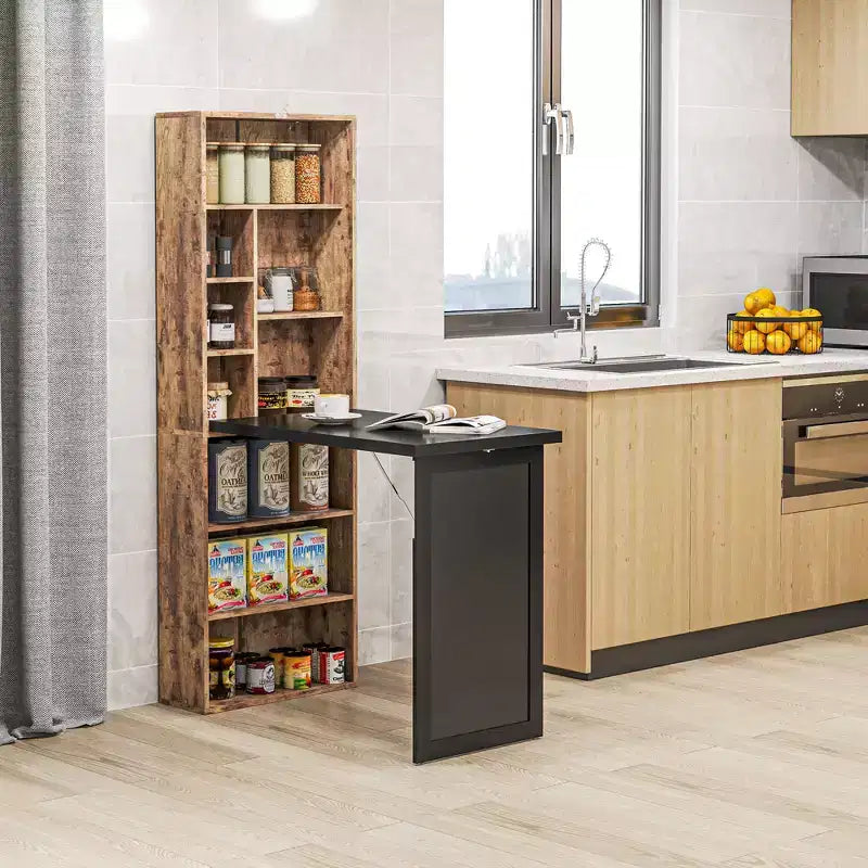 Wandklappschrank mit Kreidetafel, 6 Fächern und verstellbaren Regalböden