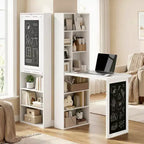 Wandklappschrank mit Kreidetafel, 6 Fächern und verstellbaren Regalböden