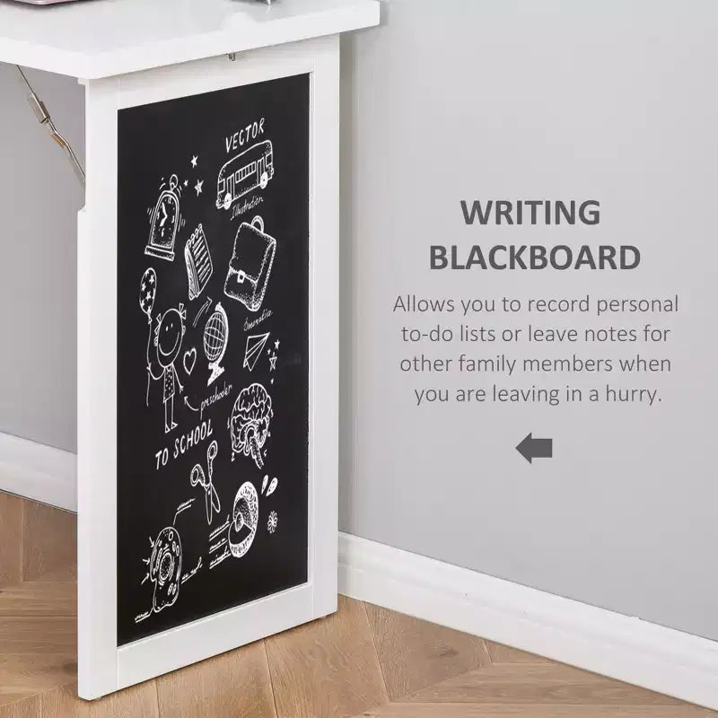Wandklappschrank mit Kreidetafel, 6 Fächern und verstellbaren Regalböden