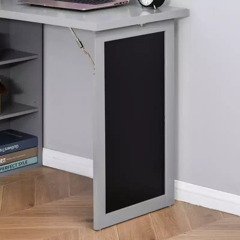 Wandklappschrank mit Kreidetafel, 6 Fächern und verstellbaren Regalböden