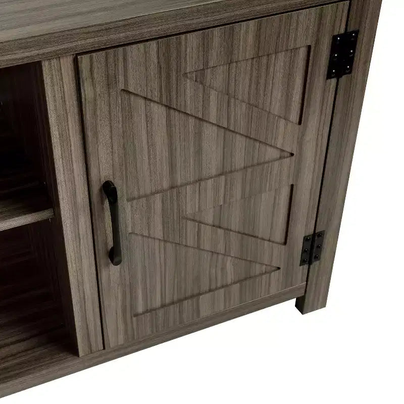 59 Zoll Scheunentor-TV-Ständer für Fernseher bis 65 Zoll, verstellbare Ablage, 4 Kabelmanagement-Anschlüsse